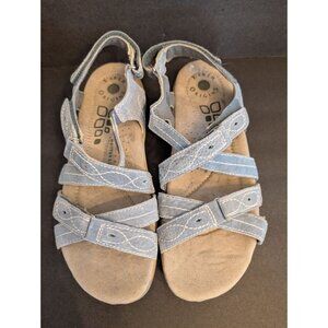 Earth Origins Womens Adjustable Strap Sandals Size 9W Blue Leather & Synthetic C